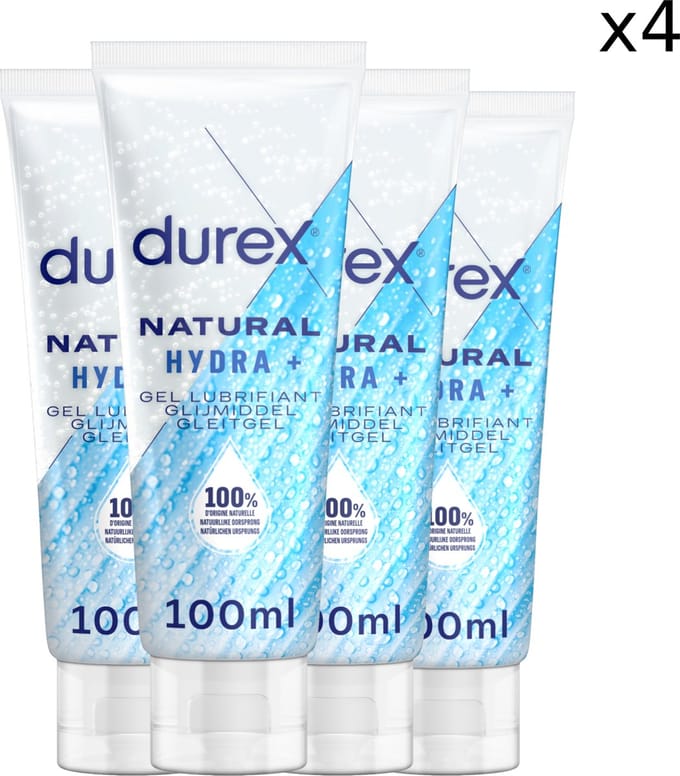 Durex Glijmiddel Natural - Hydraterend - 100% natuurlijk - 100ml x4