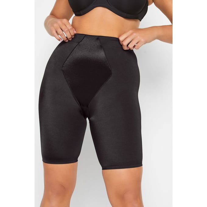 Yours Corrigerende Short Van Satijn In Zwart Size 50-52