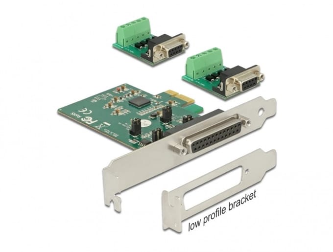 Delock PCI Express Card to 2 x Serial RS-422/485 ESD protection optional surge protection