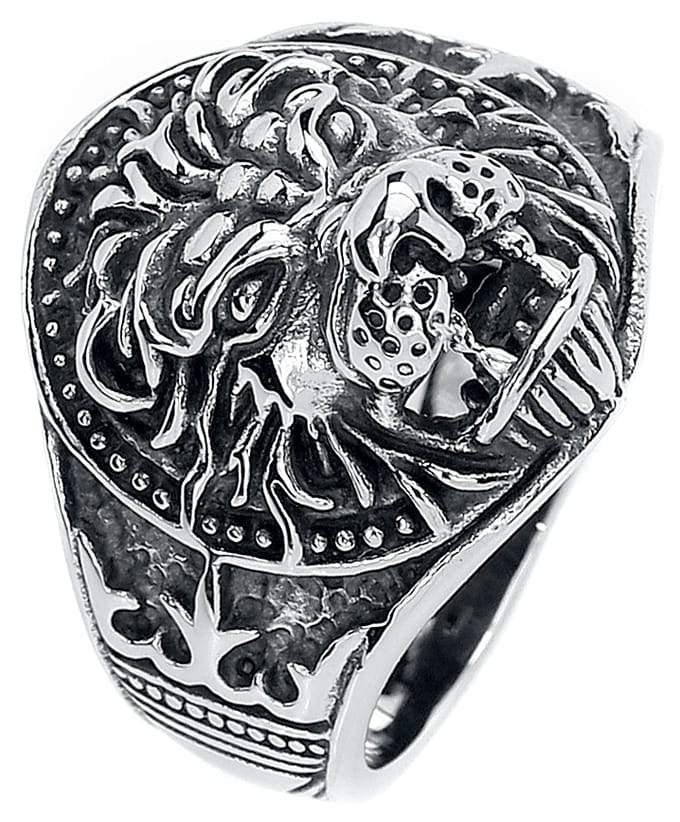 etNox hard and heavy Ring - Löwe - voor Mannen - zilverkleurig