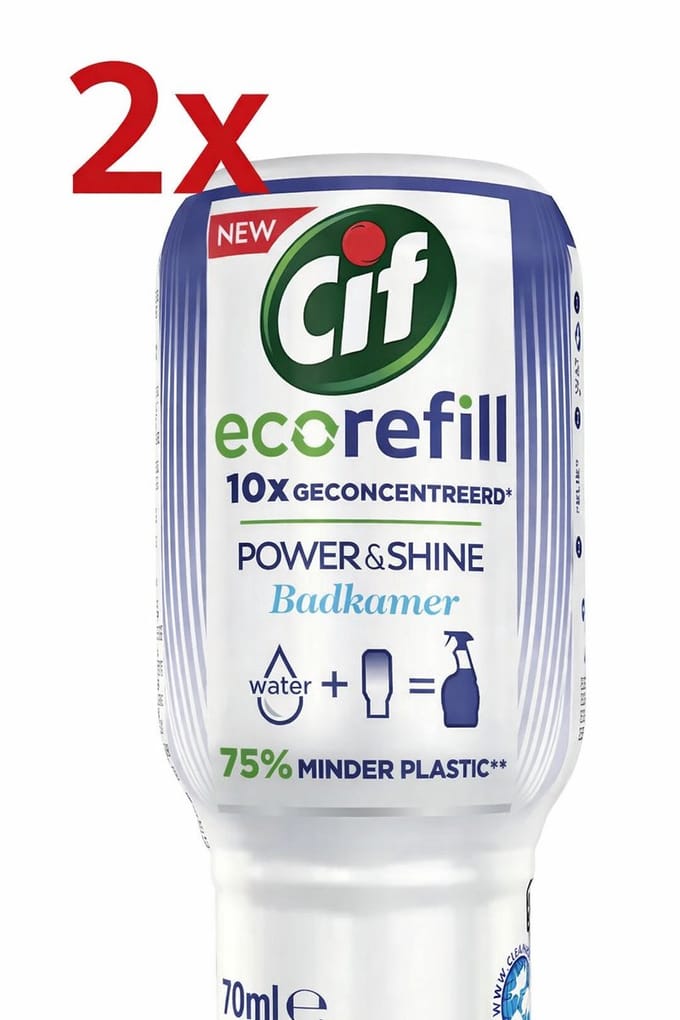 2 x Cif Eco Refill - Power & Shine - Badkamerreiniger - Spray - 70 ml