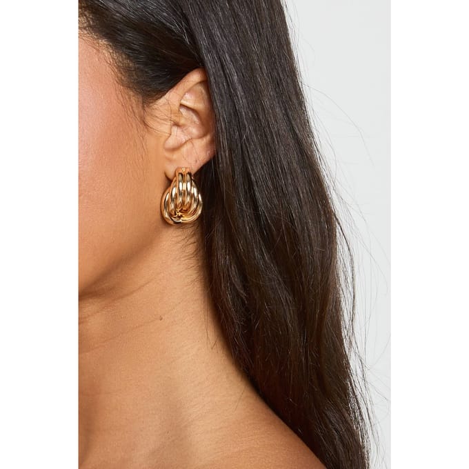boohoo Dames Verweven Druppelvormige Oorbellen | Goud