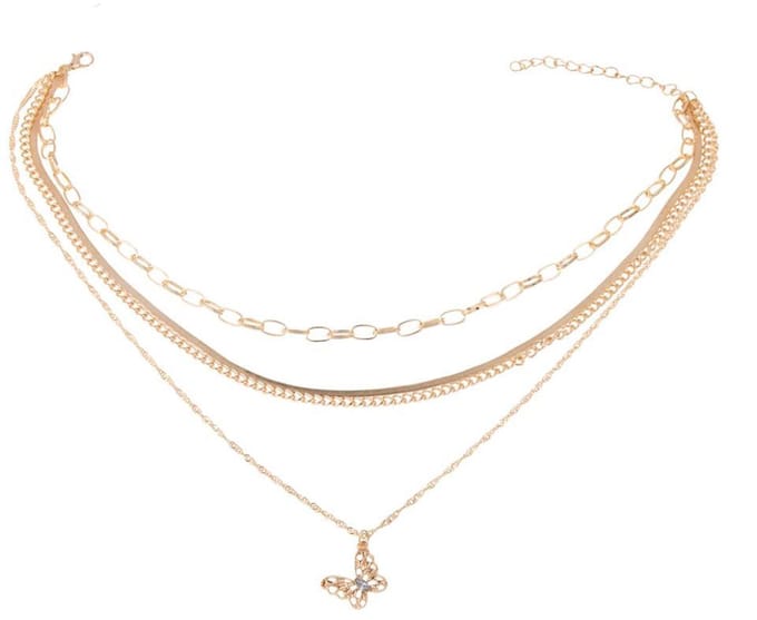 Laagjes ketting vlinder | goud gekleurd