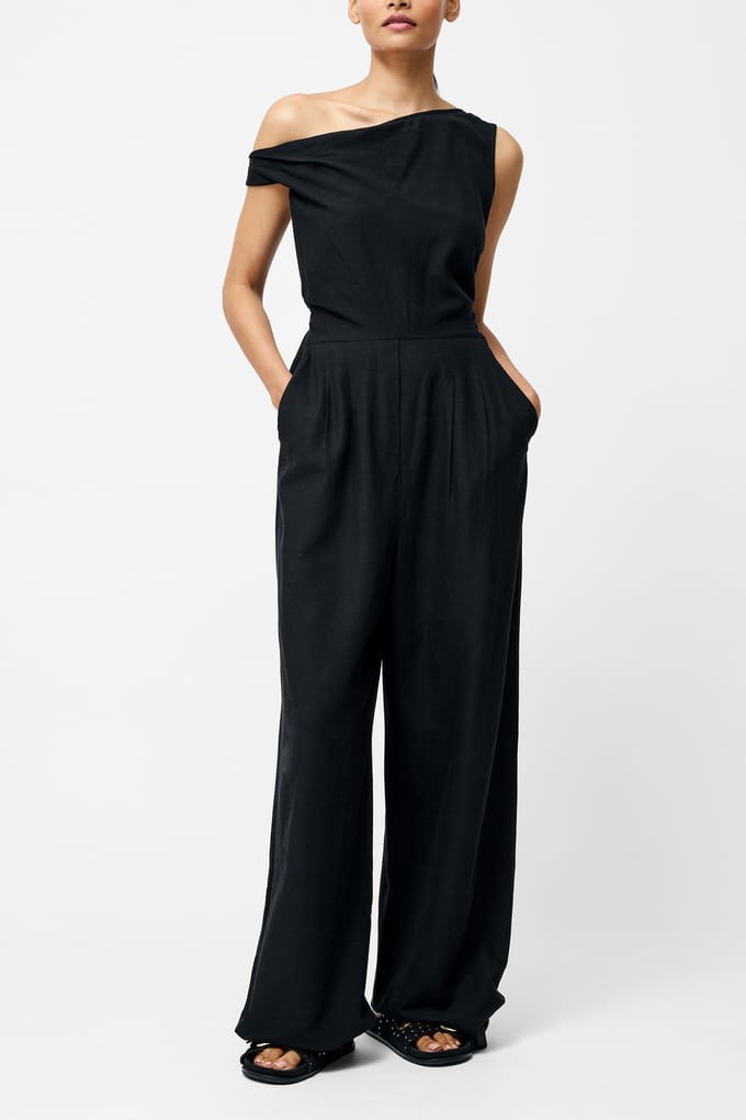 French Connection Ariette Linen Blend Jumpsuit Black Größe: 6 | Jumpsuits Outlet | Damen | Weiß