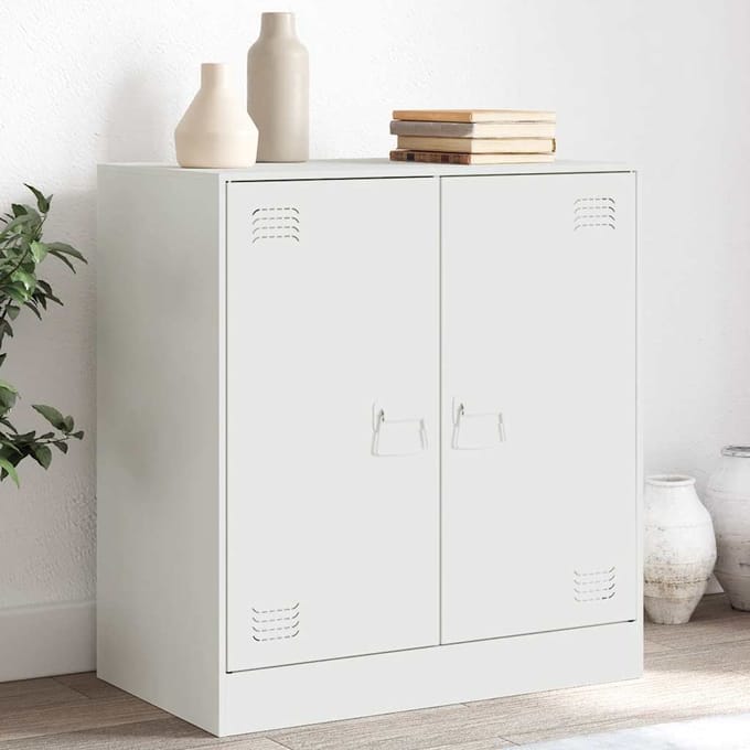 vidaXL - Dressoir - 67x39x73 - cm - staal - wit