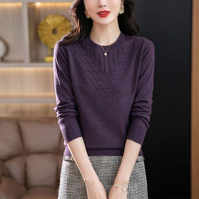 Pull à Manches Longues Col Rond Tricot Haut de Base Tendance et Polyvalent XL blue