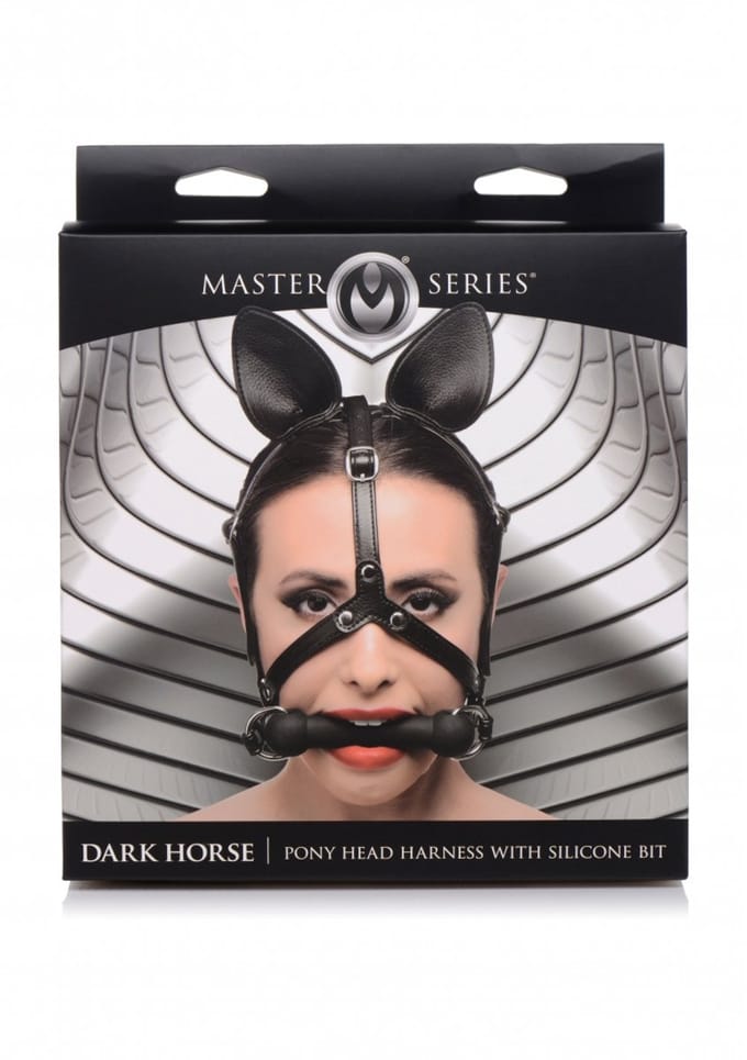 Dark Horse Pony Head Harness with Silicone Bit - Black