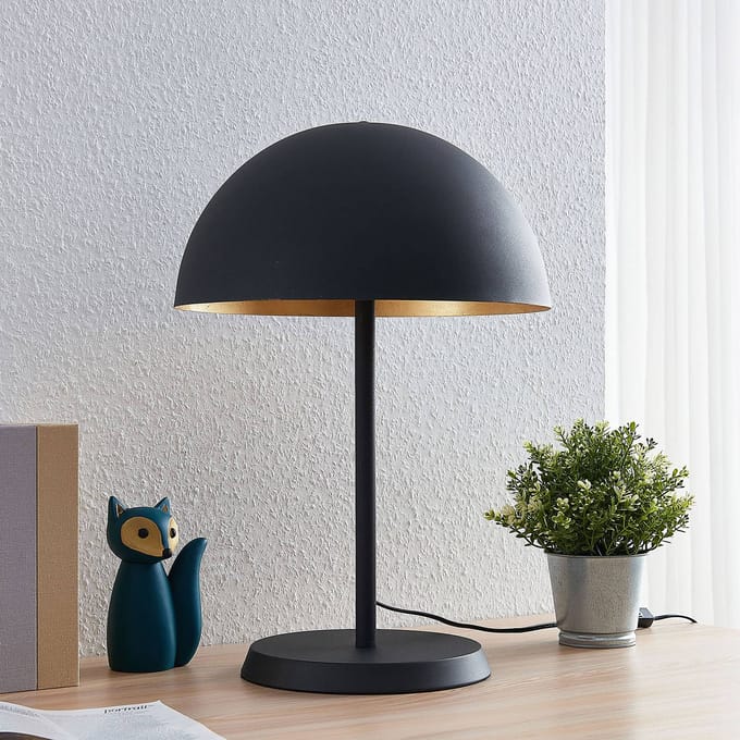 Lindby - Tafellamp - 2lichts - Metaal - H: 51 cm - E27 - zwart, goud