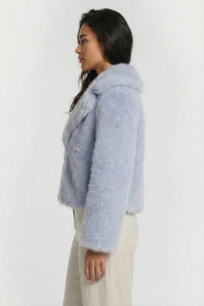ALTER EGO Molly Fur Jacket Sky Blue Größe: M | Kunstfell-Jacken Outlet | Damen | Blau
