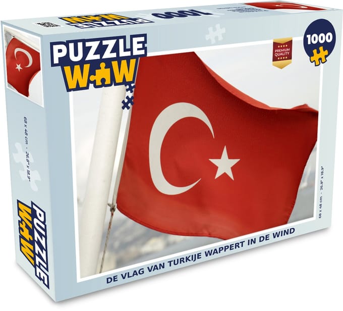 Puzzel De vlag van Turkije wappert in de wind - Legpuzzel - Puzzel 1000 stukjes volwassenen