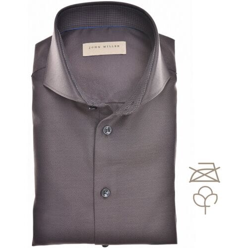 John Miller Overhemd Textured Perfection Shirt Donker Bruin / male