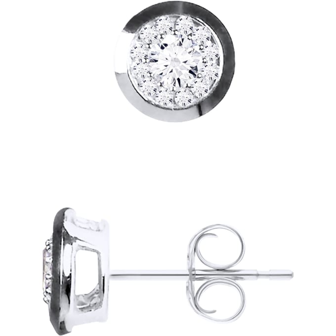 Oorbellen Solitaire Diamond 0,50 Cts Serti illusie White Gold 18k