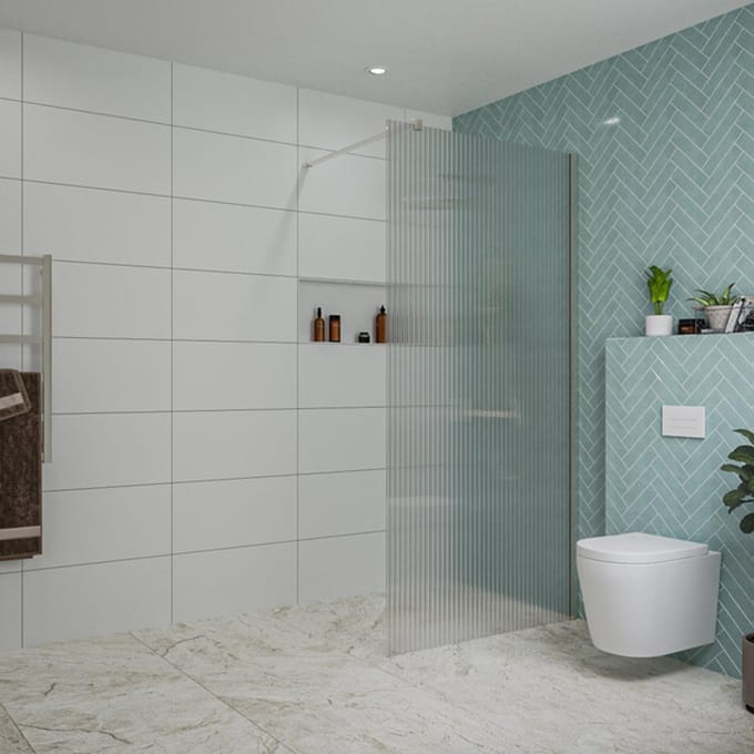 FugaFlow Eccelente Vetro inloopdouche badkamer - 100x200cm - ribbelglas - wandarm - geborsteld RVS