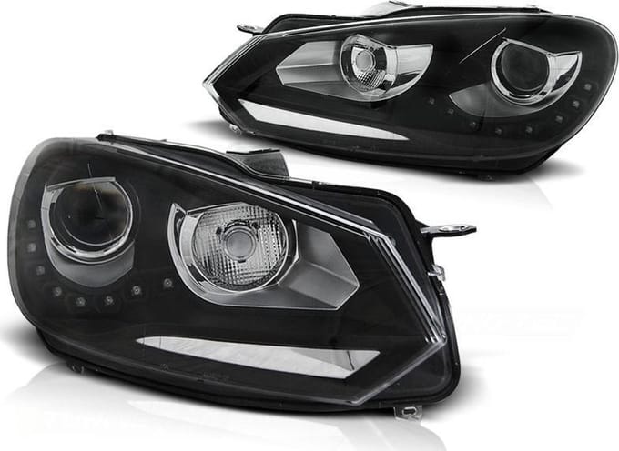 Koplampen dagrijlicht VW GOLF 6 10 08-12 ZWART TRU DRL