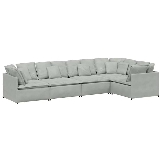 vidaXL - Modulaire - bank - met - kussens - fluweel - lichtgrijs