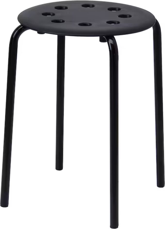 Ikea MARIUS Kruk, Stapelstoel, zwart, 45 cm