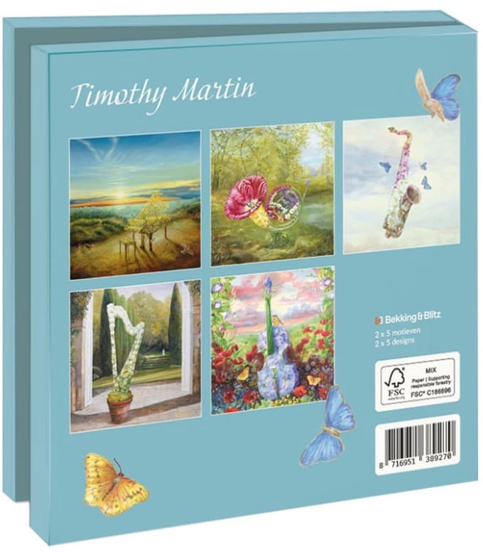 Kaartenmapje Floral instruments, Timothy Martin 10 Stuks