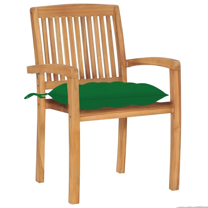 vidaXL - Tuinstoelen - stapelbaar - 8 - st - met - kussens - massief - teakhout