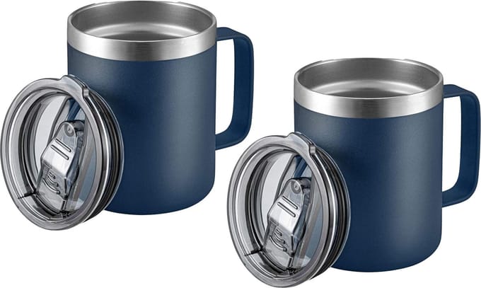 Beker - Koffiebekers to go - RVS beker - Camping beker - 12 oz - 2 stuks
