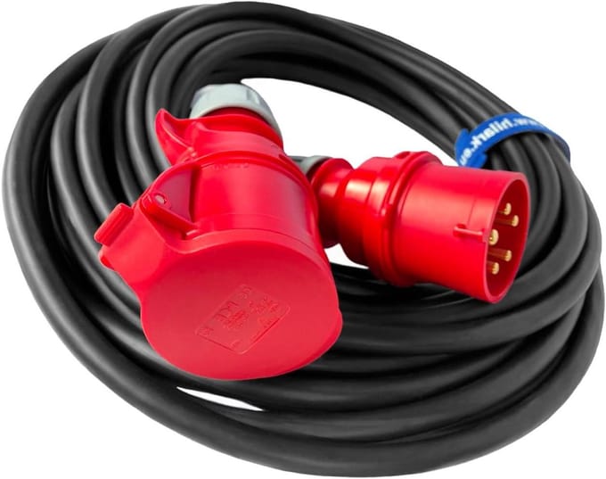 Verlengkabel rubber - Stroomkabel buiten - Zware klussen buiten - IP44 waterdicht - 30 meter - Zwart