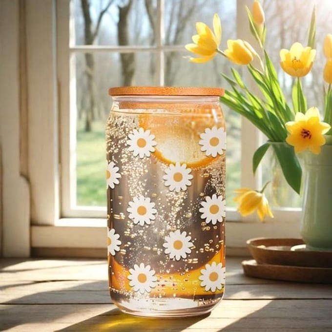 Glas met deksel en rietje, 48 ml, esthetisch drinkglas, geschikt voor smoothies en dranken
