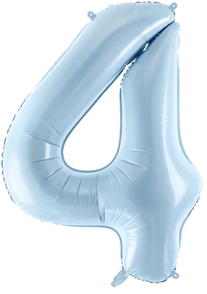 4 Jaar Cijfer Ballon Lichtblauw Leeg 72cm