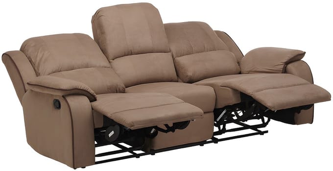 Vente-unique Driezits, tweezits relaxbank en relaxfauteuil van microvezel HERNANI - Taupe