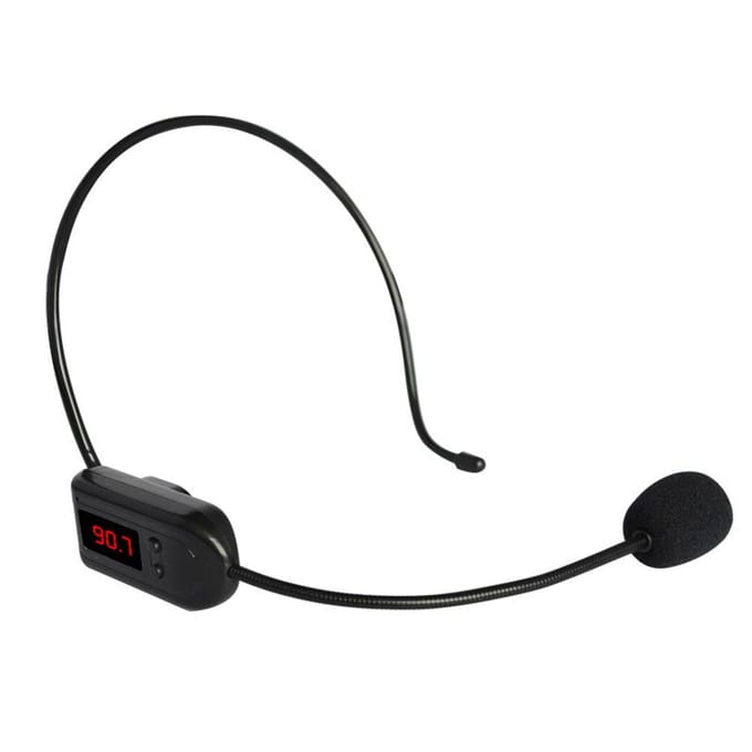 Handsfree Draadloze FM Condensator Microfoon Headset Megafoon Radio Microfoon voor Verkoper Leraar Host zwart