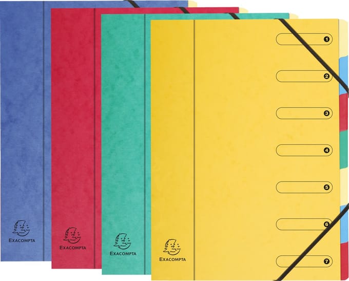 Exacompta 8x Sorteermap Harmonika met uitrekbare rug en elastosluiting - 7 indelingen - Geassorteerd - 5207E