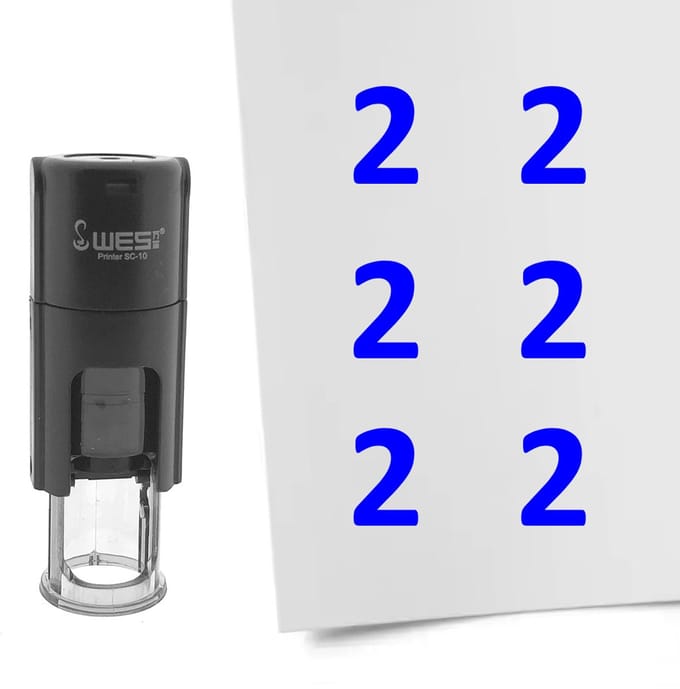 CombiCraft Stempel Getal 2 10mm rond blauwe inkt - per 1 stuk