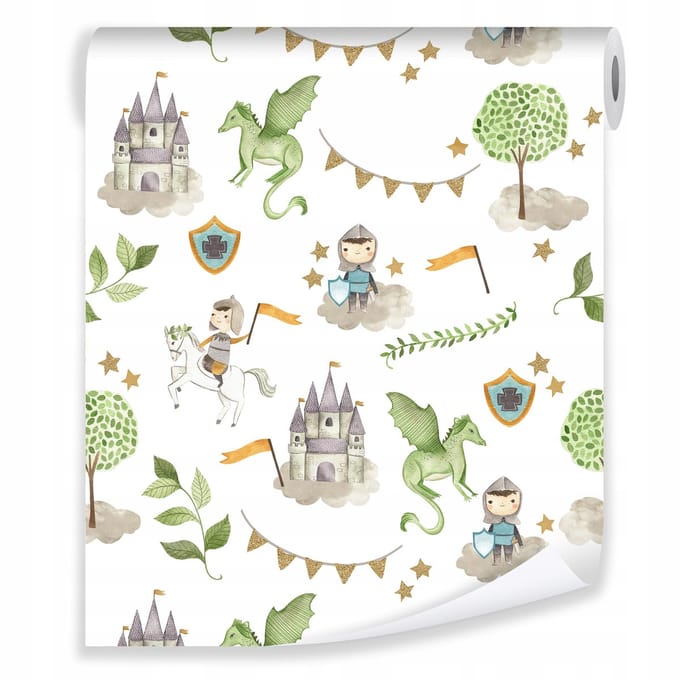 WALLARENA - Behang - Breedte 50 cm - Kasteel Draak - Geschikt voor kinderkamer - 10m