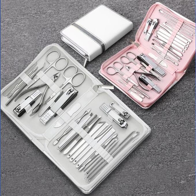 26Pcs Nail Clipper Set Multifunctional Waterproof Portable Easy to Use Nail Manicure Trimmer Tool roze