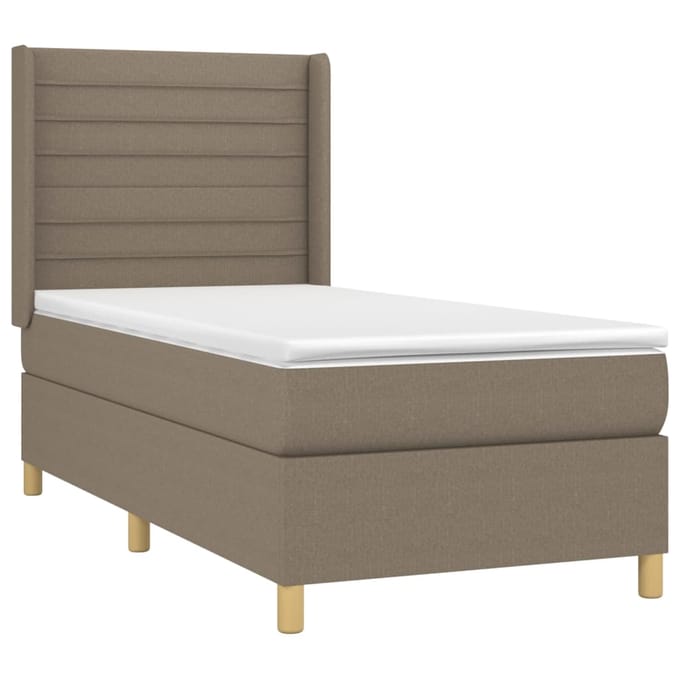 vidaXL - Boxspring - met - matras - stof - taupe - 80x200 - cm