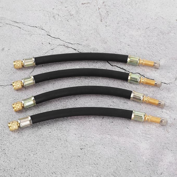4 stuks Bandventielverlengadapter Transfer Flexibele Opblaasslang Auto Universeel 190mm black