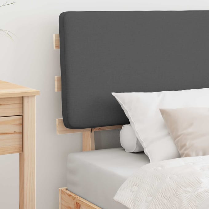 vidaXL - Bedframe - met - Gevoerde - Hoofdbord - Donkergrijs - 90 - x - 190 - cm