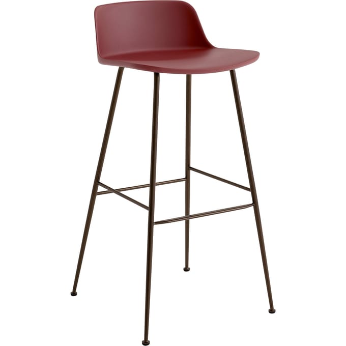 &Tradition Rely Barstoel HW81 & HW86 - red brown - gebronsd - Hoogte 88,5 cm