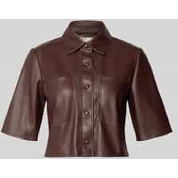 regular fit overhemdblouse in leerlook