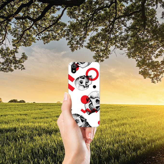 Silicone Back Case Xiaomi Redmi 7A Skull Red