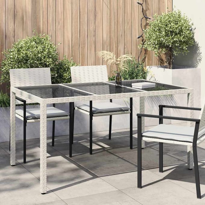vidaXL Tuinstafel Wit 150 x 90 x 75 cm poly rattan