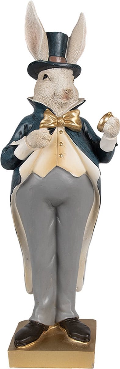 Clayre & Eef Beeld Konijn 30 cm Beige Blauw Polyresin
