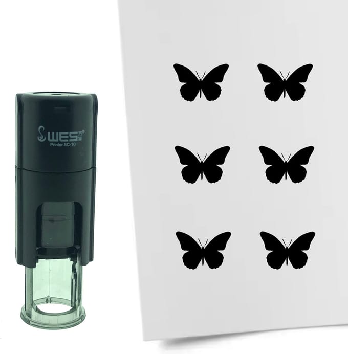 CombiCraft Stempel Vlinder 10mm rond - zwarte inkt