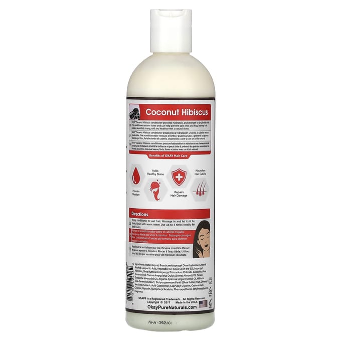 Okay Pure Naturals, Après-shampoing, Noix de coco et hibiscus, 350 ml (355ml) white
