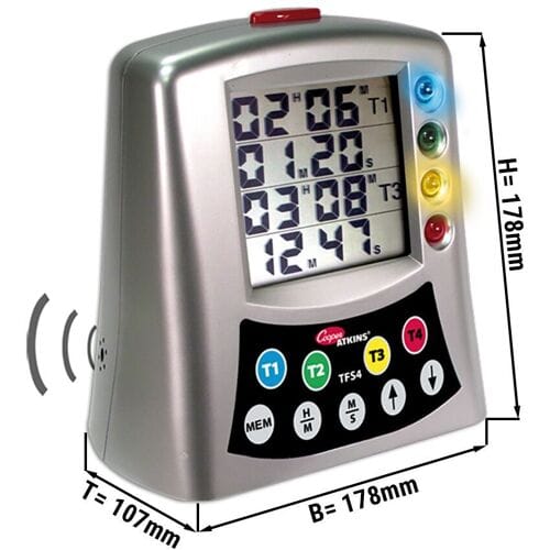 GGM Gastro Digitaler Timer - 4 Timer in 1 Zilver
