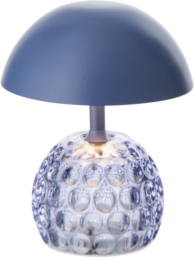 J-Line lamp Champignon - ijzer/glas - blauw - LED lichtjes