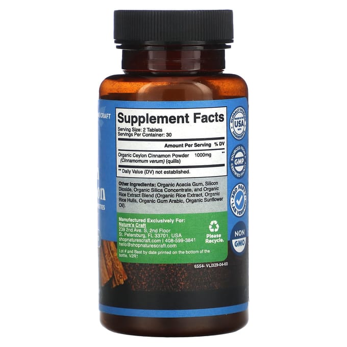 Nature's Craft, Ceylon Kaneel, 60 Tabletten