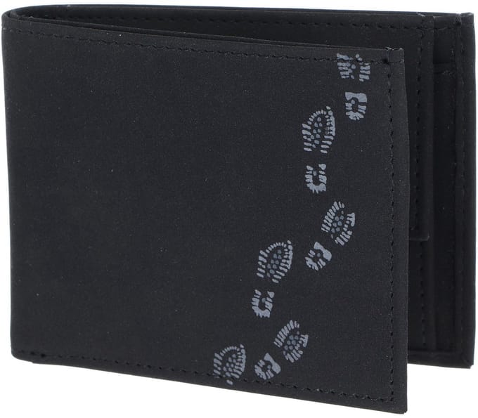 oxmox portemonnee New Cryptan RFID Protect Pocketbörse Footsteps Print Grey Black zwart