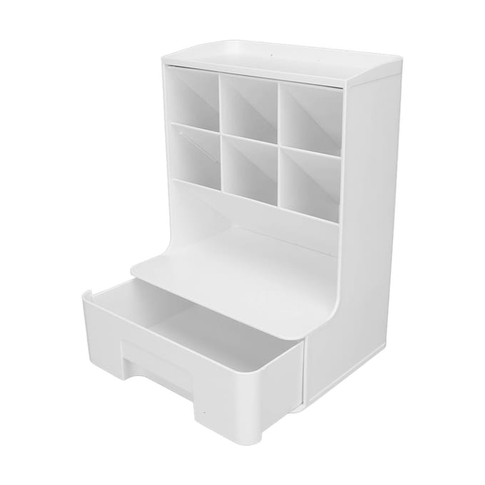 Opbergdoos Schuin Insteekontwerp Grote Capaciteit Plastic Pennenhouder Organizer Bureau Opbergrek zuiver witte kleur