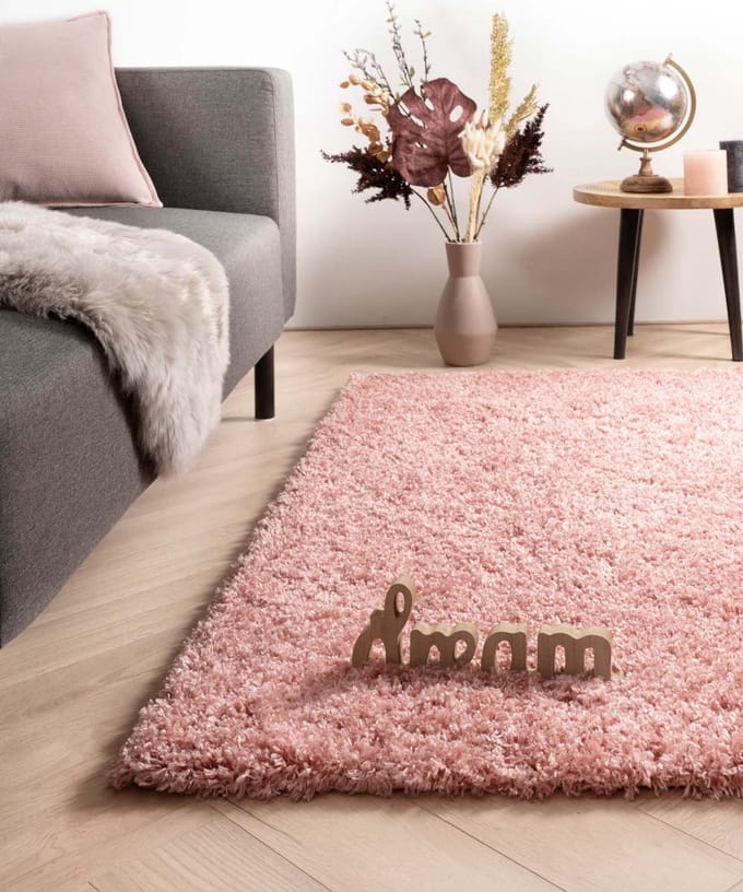 Hoogpolig vloerkleed - Cozy Shaggy roze 120x170