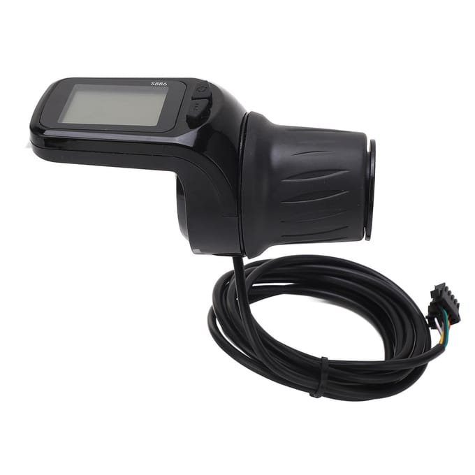 Poignée d'accélérateur demi-pouce pour vélo électrique avec écran LCD, interface pour phare, câble standard 5P+2P, 24 V, 36 V, 48 V, 60 V black