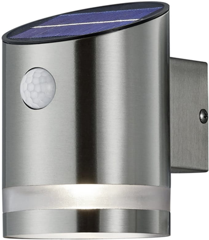 REALITY SALTA - Wandlamp - Nikkel mat - incl. 1x SMD 3W - Bewegingssensor - Solar - Zonne energie - Buitenverlichting - IP44
